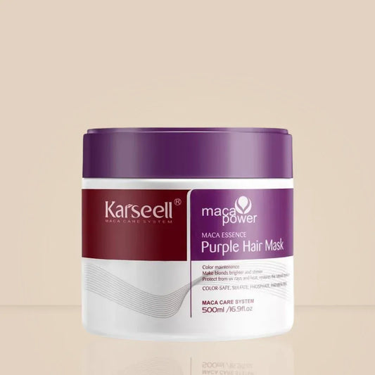 Kit Cabelo Loiro - Máscara Karseell Roxa Original 500ml + Óleo de Argan + Touca de Cetim de Brinde