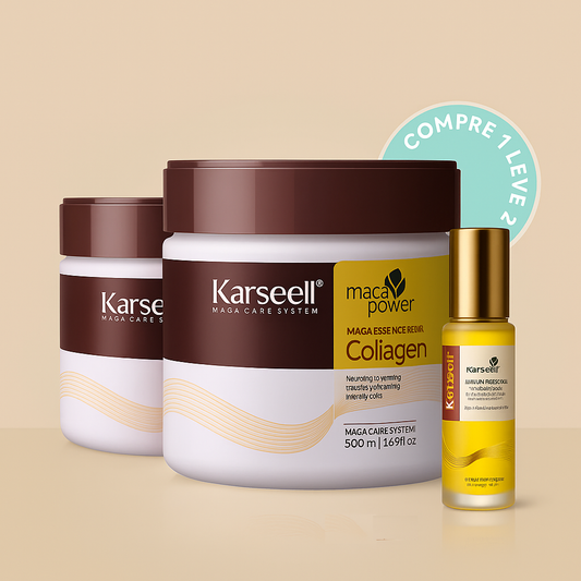 KIT - 2 Máscaras Karseell + Óleo Essencial: Dupla Nutrição - Tratamento Completo de Colágeno