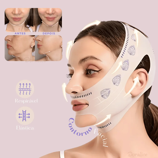 V-Revitalize™ - Máscara de Contorno Facial + Máscara de Colágeno - Suaviza Rugas, Papada e Modela o Rosto